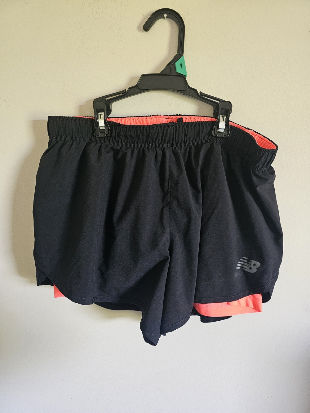 New Balance Black Running Shorts with Coral Liner